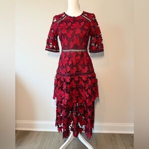 NWT Red Lace Dress Midi Dress